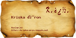 Kriska Áron névjegykártya